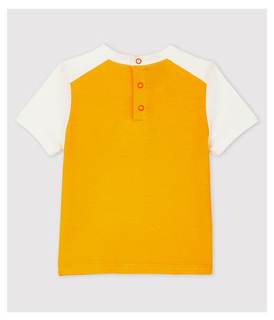 Tee-shirt manches courtes en coton bébé garçon jaune TEHONI/blanc MARSHMALLOW