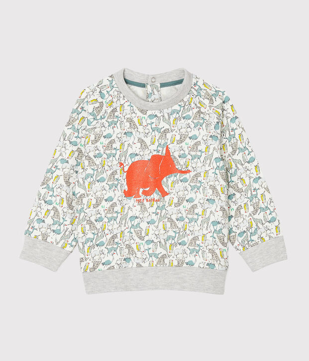 Sweatshirt b&eacute;b&eacute; gar&ccedil;on en molleton blanc/multicouleur