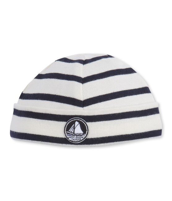 Bonnet iconique bébé garçon beige COQUILLE/bleu SMOKING