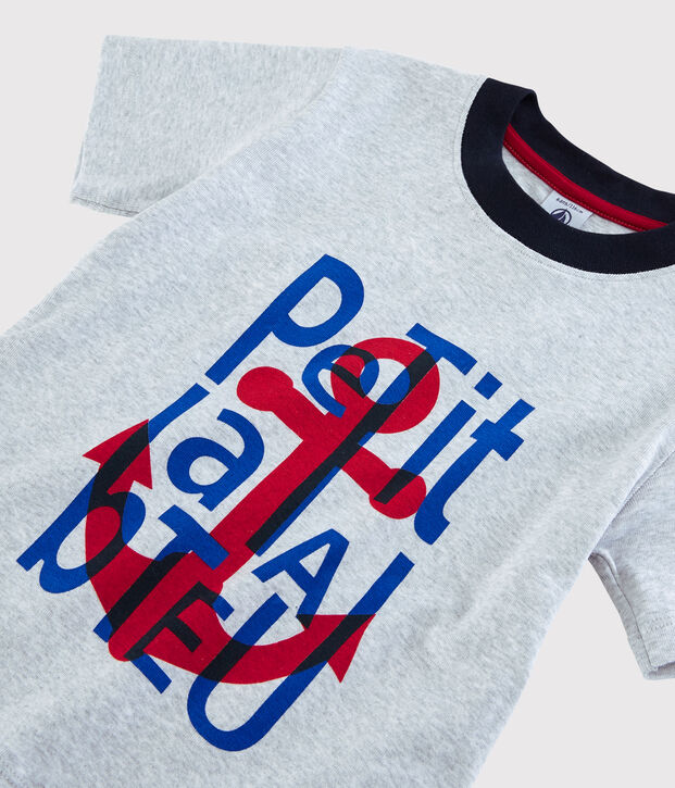 Tee-shirt manches courtes en coton enfant gar&ccedil;on gris