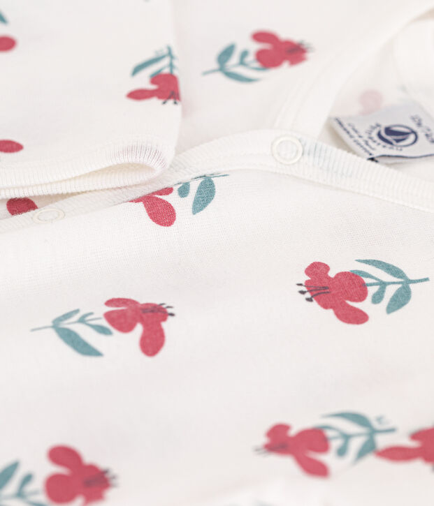 Dors-bien sans pieds fleurs en coton blanc/multicouleur