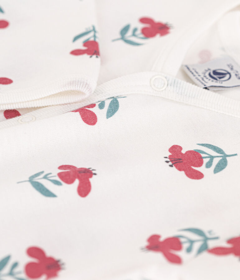 Dors-bien sans pieds fleurs en coton blanc MARSHMALLOW/blanc MULTICO