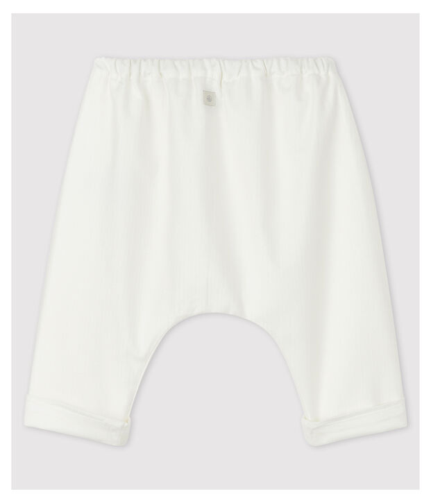 Pantalon blanc b&eacute;b&eacute; en popeline de coton biologique blanc