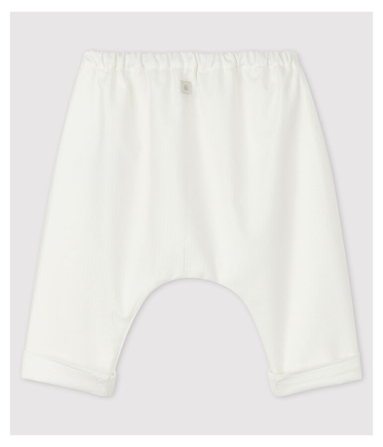 Pantalon blanc b&eacute;b&eacute; en popeline de coton biologique blanc MARSHMALLOW