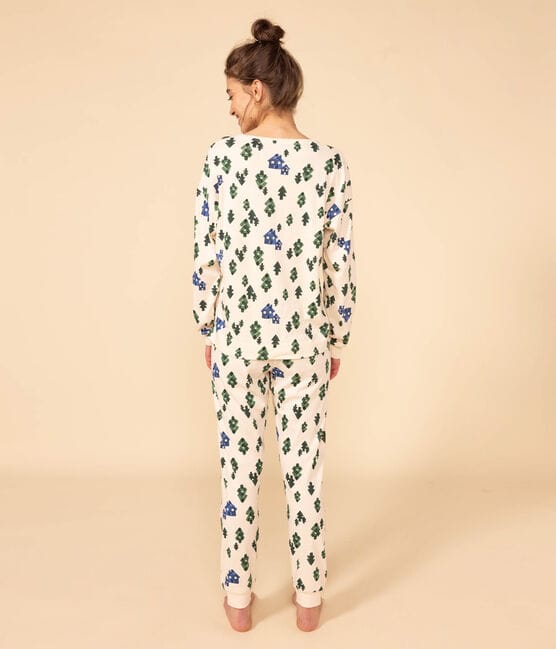 Pyjama chalet en coton femme blanc AVALANCHE/ MULTICO