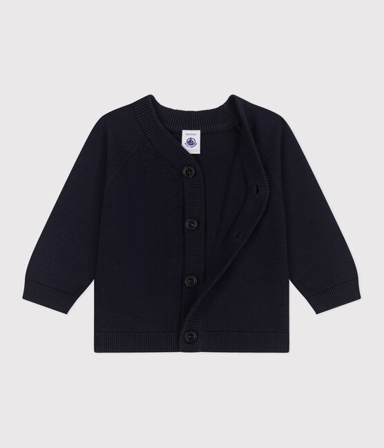 Cardigan bébé en coton uni bleu SMOKING