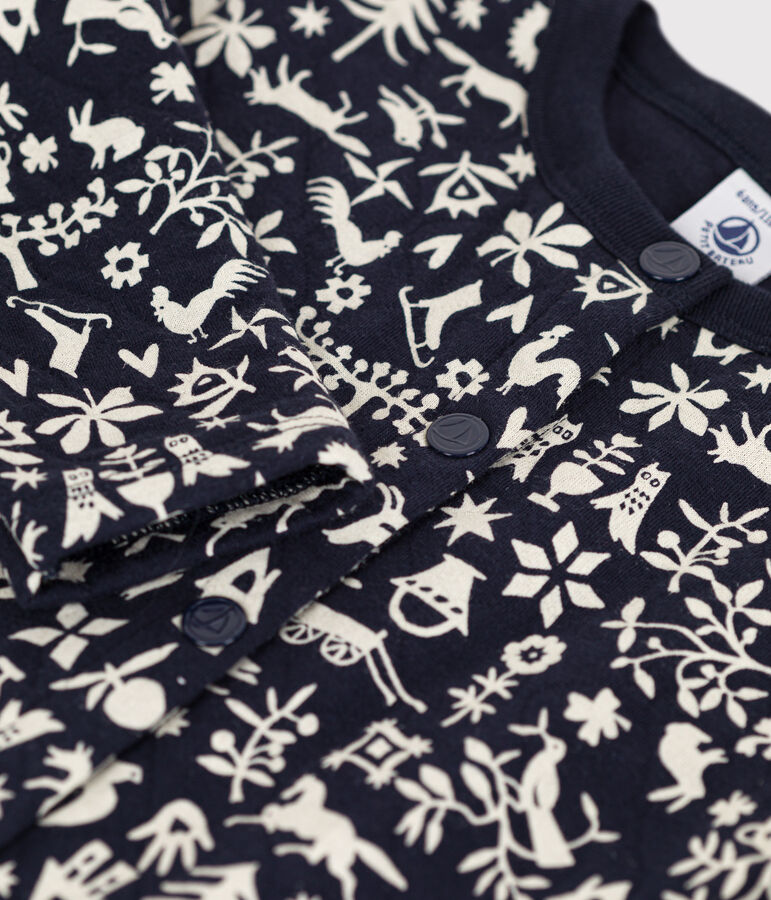 Cardigan imprim&eacute; en tubique matelass&eacute; enfant fille bleu SMOKING/ AVALANCHE