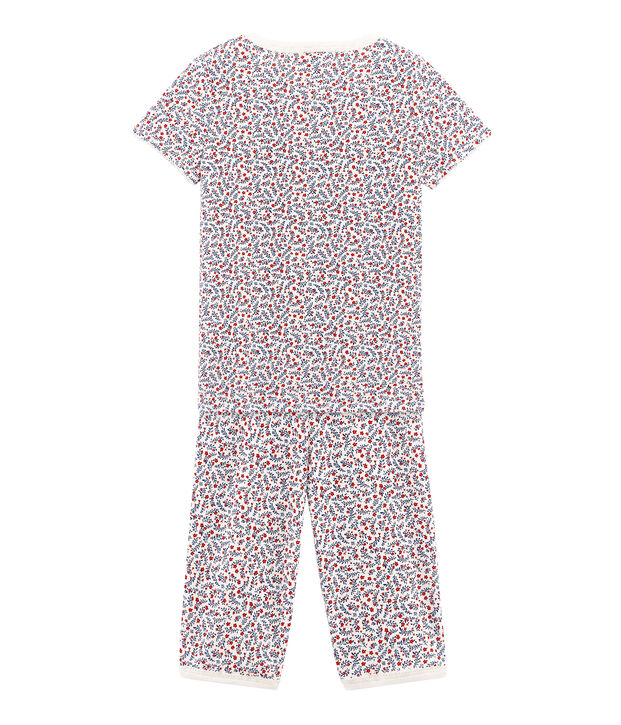 Pyjacourt petite fille en c&ocirc;te blanc/multicouleur