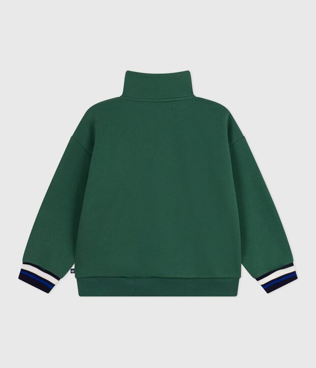 Sweatshirt camionneur enfant en coton uni vert