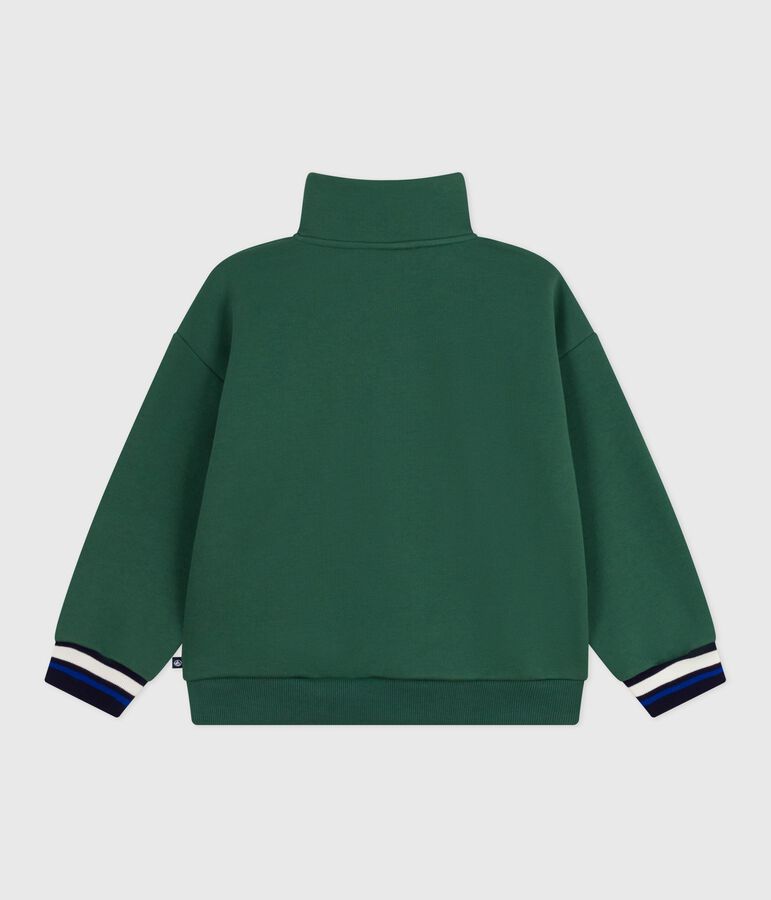 Sweatshirt camionneur enfant en coton uni vert WILLOW