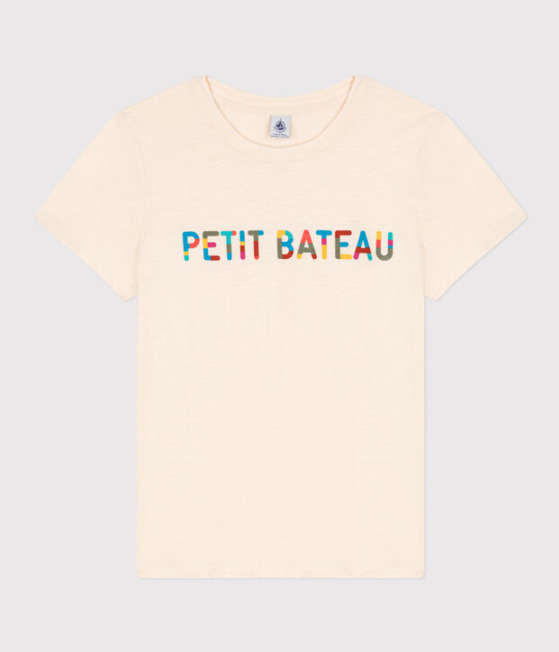 Tee-shirt LE DROIT col rond en coton Femme &eacute;cru