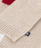 Pull en tricot contenant de la laine b&eacute;b&eacute; &eacute;cru/rouge