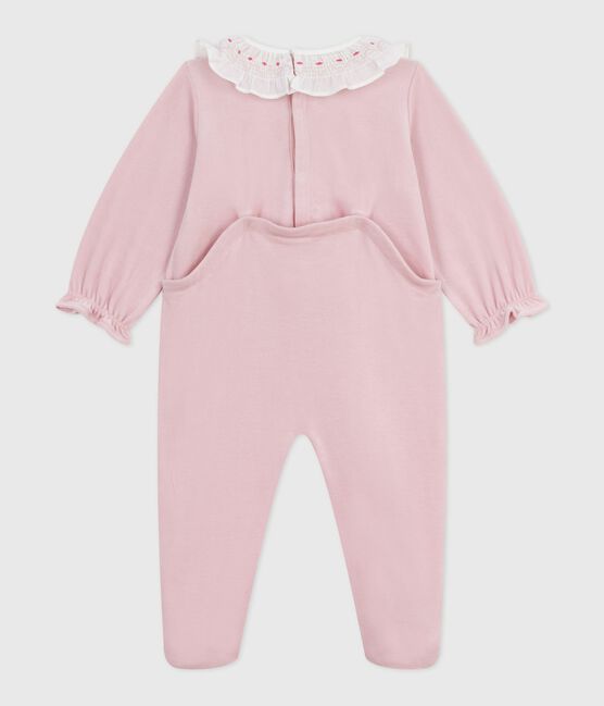 Pyjama bébé en velours ouverture au dos uni rose JOLI
