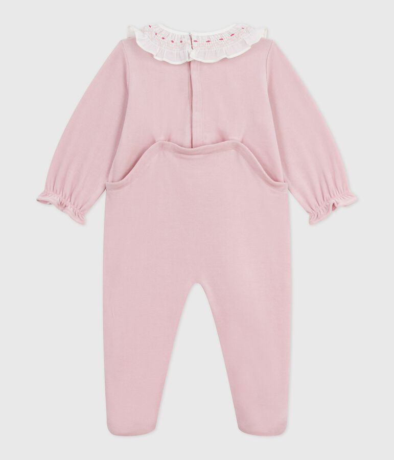 Pyjama b&eacute;b&eacute; en velours ouverture au dos uni rose JOLI