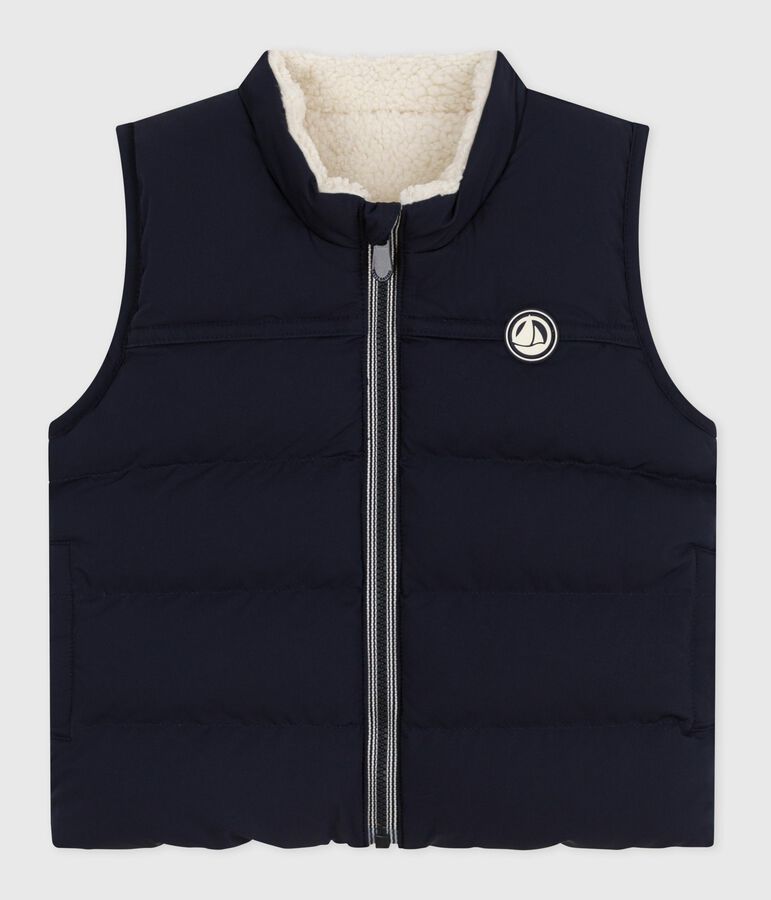 Doudoune b&eacute;b&eacute; sans manche r&eacute;versible bleu SMOKING/ MILK