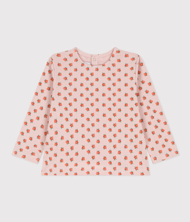 Tee-shirt manches longues en coton b&eacute;b&eacute; rose/multicouleur