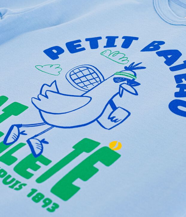 Tee-shirt enfant manches courtes en coton bleu