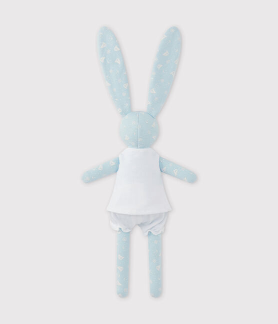Doudou lapin imprimé bleu TOUDOU/blanc ECUME