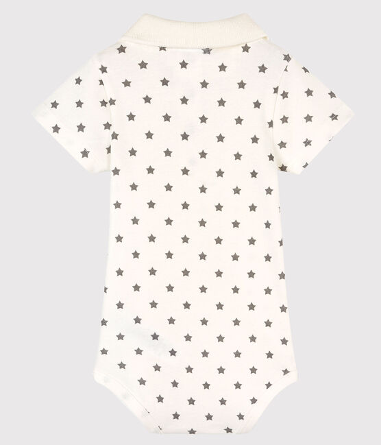 Body col polo imprimé bébé garçon blanc MARSHMALLOW/gris GRIS