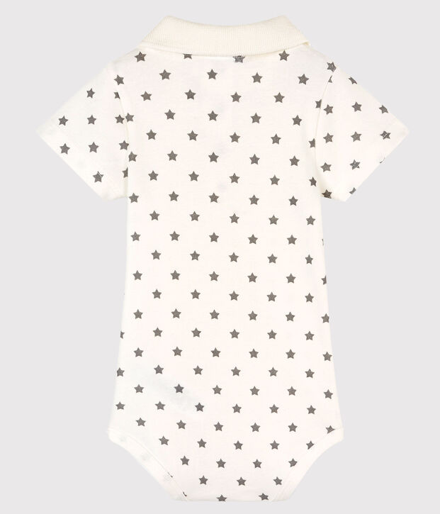 Body col polo imprim&eacute; b&eacute;b&eacute; gar&ccedil;on blanc/gris