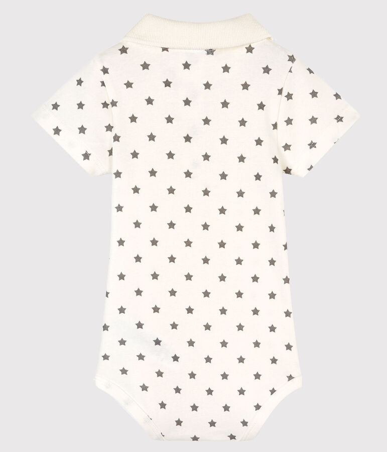 Body col polo imprim&eacute; b&eacute;b&eacute; gar&ccedil;on blanc MARSHMALLOW/gris GRIS