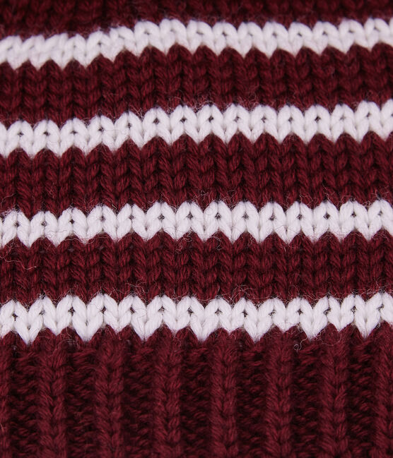 Bonnet en laine melangée rouge OGRE/blanc MARSHMALLOW