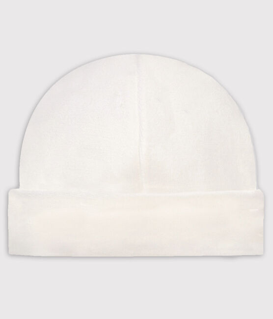Bonnet naissance bébé en côte blanc MARSHMALLOW
