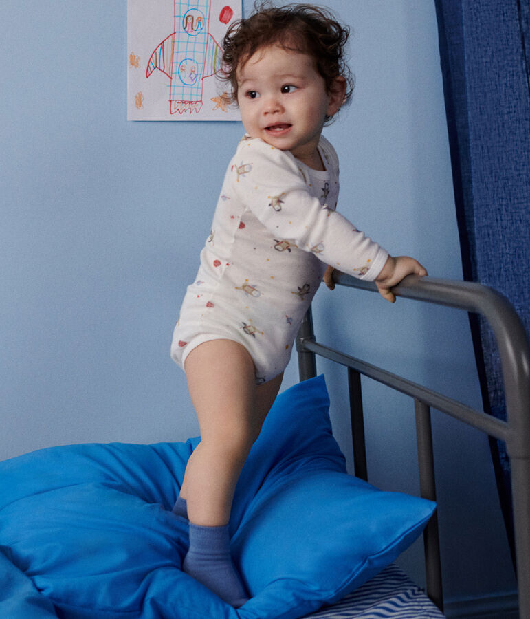 Lot de 5 bodies manches longues imprim&eacute; espace  en coton b&eacute;b&eacute; variante 1