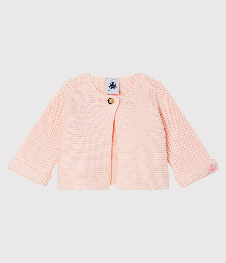 Cardigan b&eacute;b&eacute; en tricot 100% coton rose