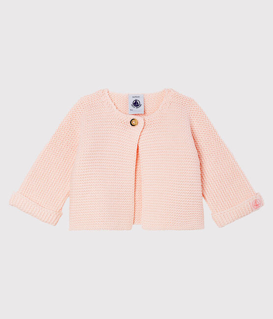 Cardigan bébé en tricot 100% coton rose FLEUR