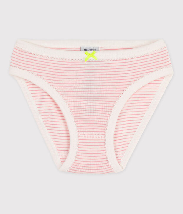 Culotte petite fille en coton blanc/rose