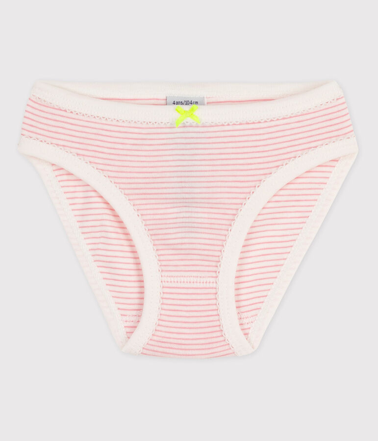 Culotte petite fille en coton blanc MARSHMALLOW/rose GRETEL