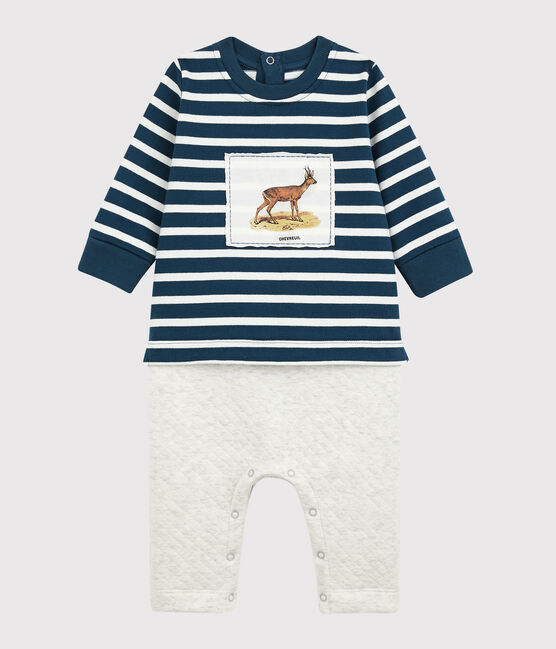 Combinaison longue Petit Bateau x Deyrolle bleu SHADOW/écru MULTICO