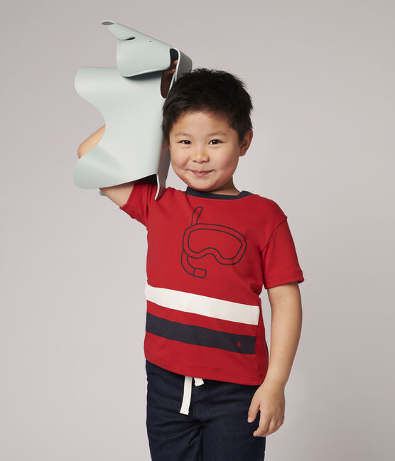 Tee-shirt manches courtes en coton enfant garçon rouge TERKUIT