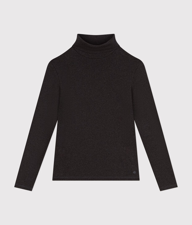 Tee-shirt l'Iconique Col roul&eacute; en coton femme gris