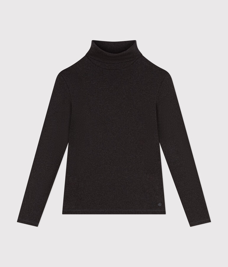 Tee-shirt l'Iconique Col roul&eacute; en coton femme gris CITY CHINE