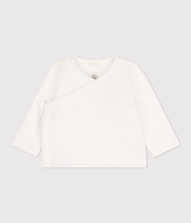 Cardigan en tubique matelass&eacute; en coton b&eacute;b&eacute; blanc