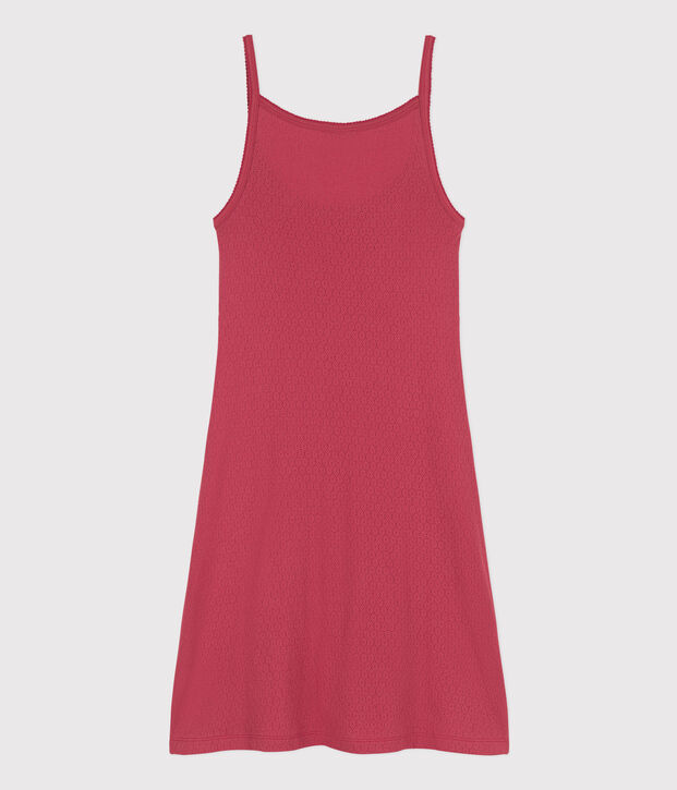 Nuisette unie en coton ajour&eacute; femme rose