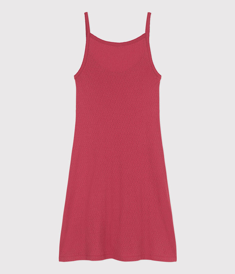 Nuisette unie en coton ajour&eacute; femme rose PAPI