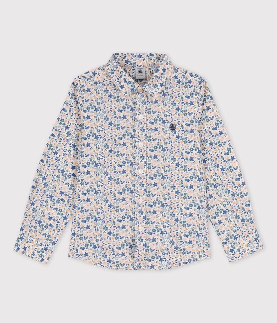 Chemise en popeline enfant garçon blanc ECUME/blanc MULTICO