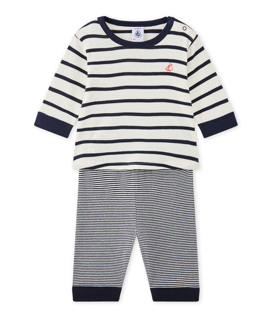 Pyjama sans pieds bébé garçon beige COQUILLE/bleu SMOKING