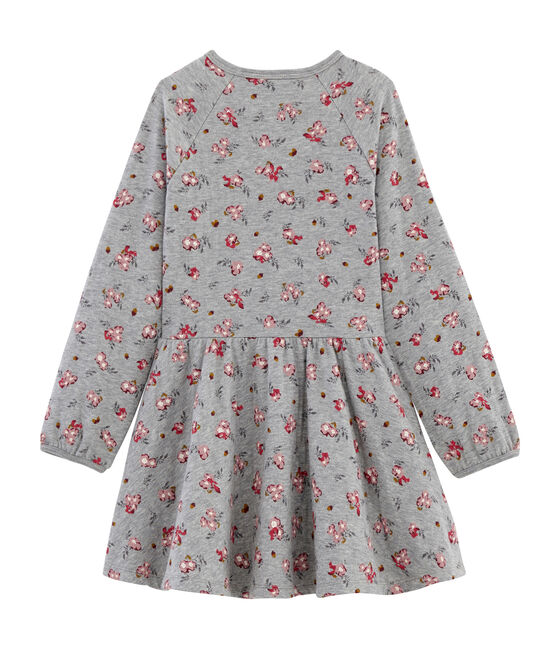 Robe imprimée enfant fille gris BELUGA/blanc MULTICO