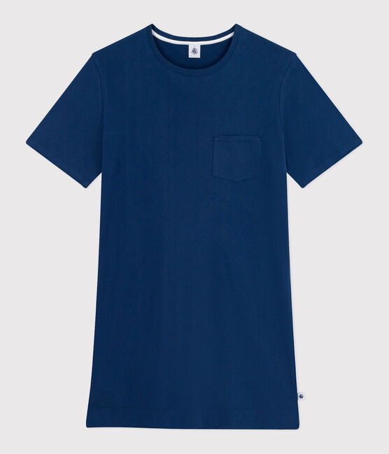 Chemise de nuit femme en coton manches courtes bleu INCOGNITO