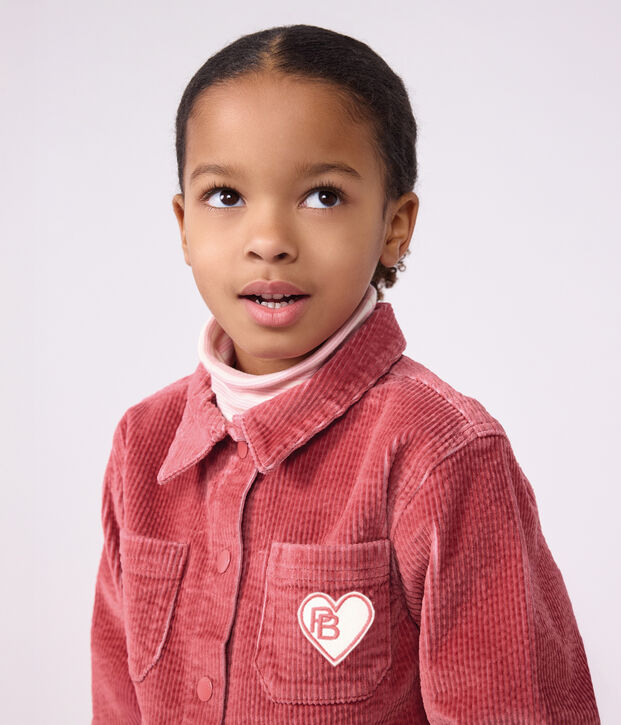 Chemise enfant en velours uni rose