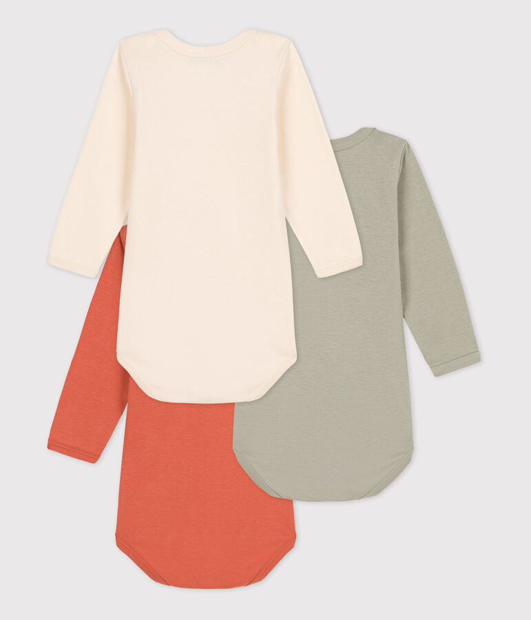 Lot de 3 bodies manches longues b&eacute;b&eacute; en coton multicouleur