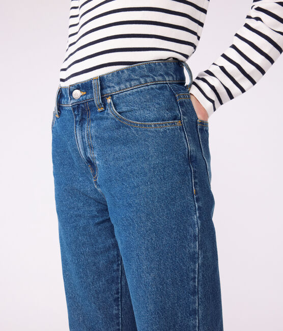 Pantalon droit en denim Femme bleu DENIM MOYEN