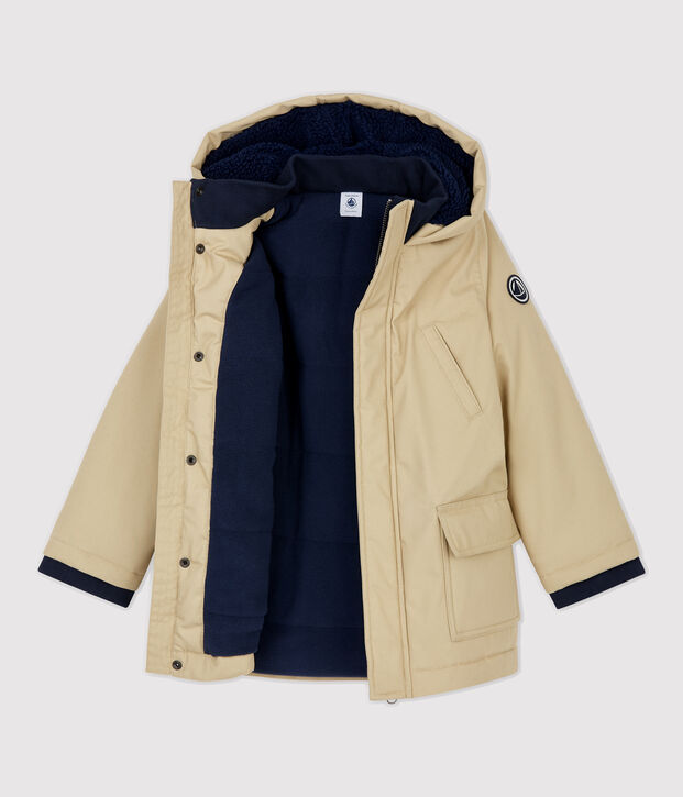 Parka coton enduit enfant gar&ccedil;on beige