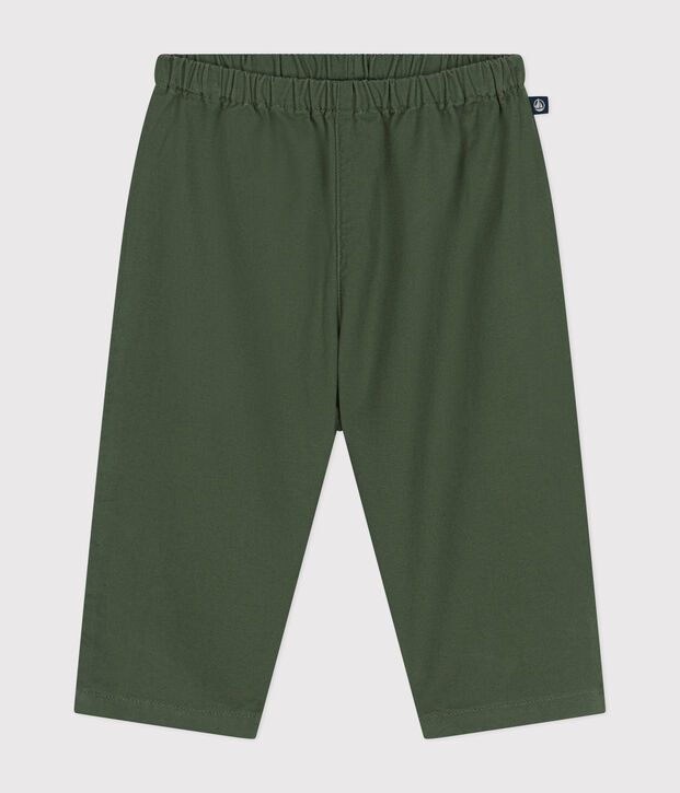 Pantalon en coton/lin b&eacute;b&eacute; vert