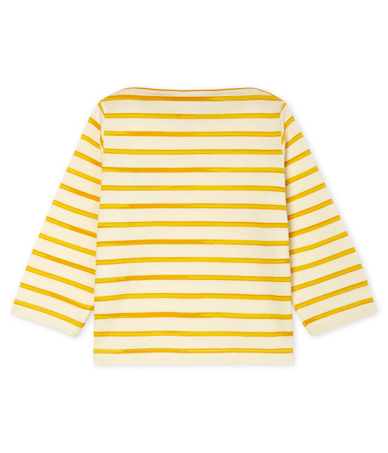 Tee shirt manches longues rayé bébé garçon blanc MARSHMALLOW/jaune BOUDOR