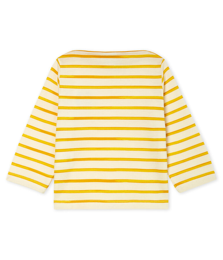 Tee shirt manches longues ray&eacute; b&eacute;b&eacute; gar&ccedil;on blanc/jaune